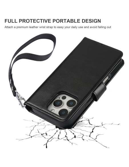 Funda Cartera Desmontable Bocasal para iPhone 16 Pro 6.3" Negro