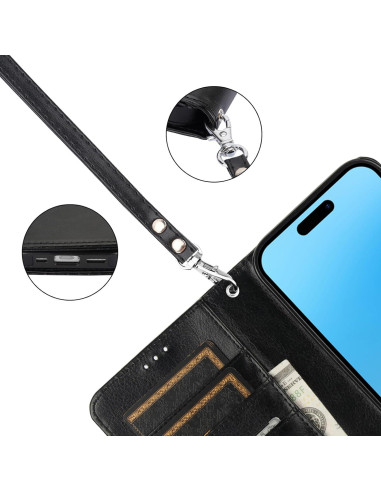 Funda Cartera Desmontable Bocasal para iPhone 16 Pro 6.3" Negro