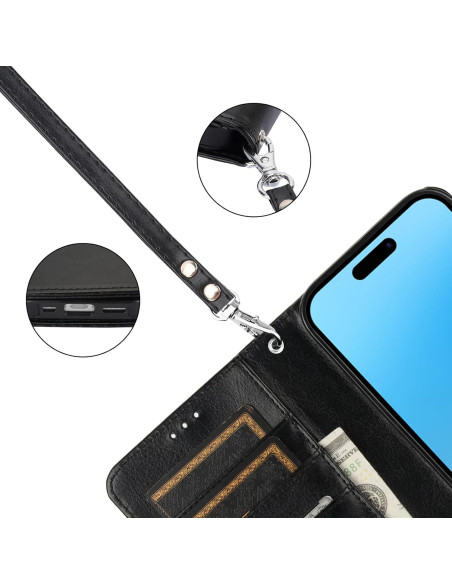 Funda Cartera Desmontable Bocasal para iPhone 16 Pro 6.3" Negro