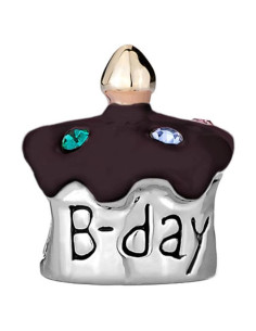 Encanto de Pulsera Q&Locket Feliz Cumpleaños Esmalte Marrón