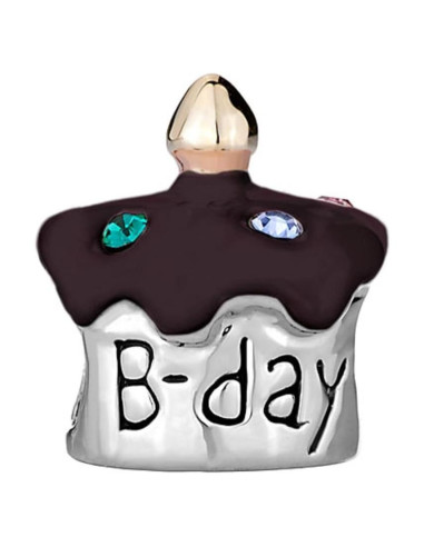 Encanto de Pulsera Q&Locket Feliz Cumpleaños Esmalte Marrón