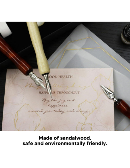 Juego de 10 Soportes de Pluma de Madera Sándalo para Caligrafía