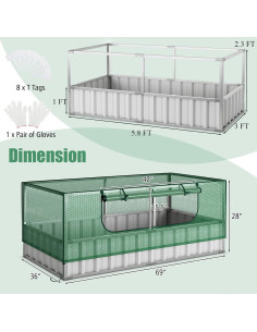 Cama de Jardín Elevada S AFSTAR con Invernadero 175 cm Verde 2