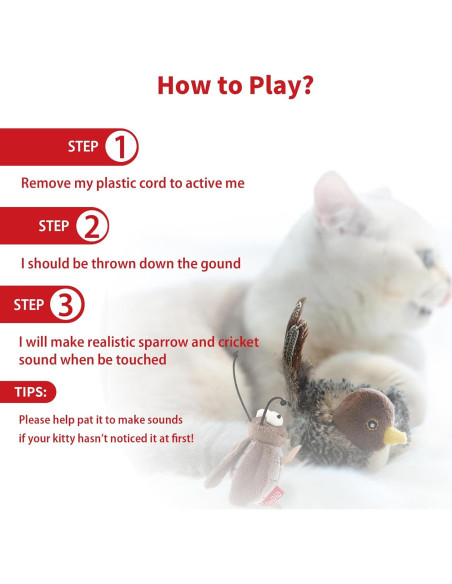 Juguete para Gato Gigwi Pájaro que Canta Interactivo 5cm