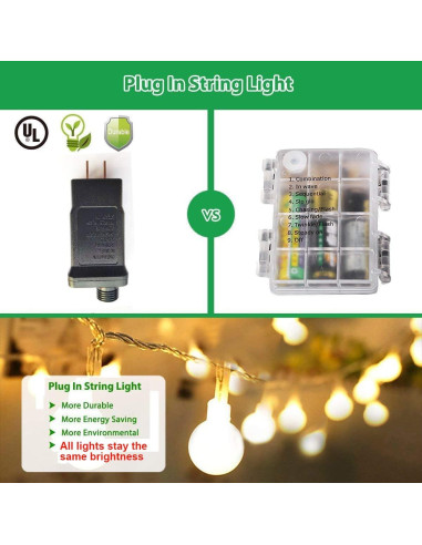 Luces de Cuerda Globo LED 15m 100 luces Blanco Cálido