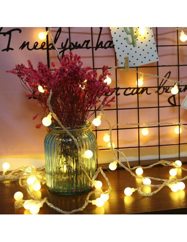 Luces de Cuerda Globo LED 15m 100 luces Blanco Cálido