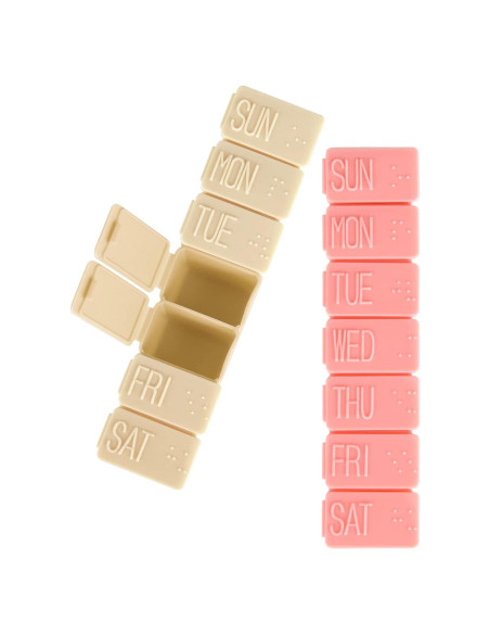 Organizador de Pastillas Semanal 2 Pack MAYFIVE Rosa y Beige Organizador de Pastillas Semanal 2 Pack MAYFIVE Rosa y Beige