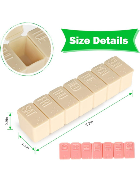 Organizador de Pastillas Semanal 2 Pack MAYFIVE Rosa y Beige Organizador de Pastillas Semanal 2 Pack MAYFIVE Rosa y Beige