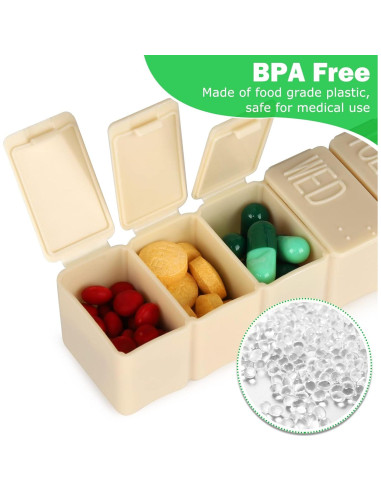 Organizador de Pastillas Semanal 2 Pack MAYFIVE Rosa y Beige