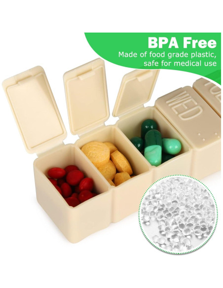 Organizador de Pastillas Semanal 2 Pack MAYFIVE Rosa y Beige Organizador de Pastillas Semanal 2 Pack MAYFIVE Rosa y Beige