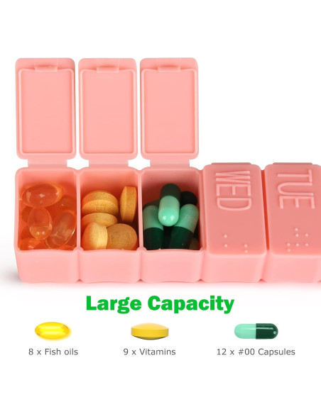 Organizador de Pastillas Semanal 2 Pack MAYFIVE Rosa y Beige Organizador de Pastillas Semanal 2 Pack MAYFIVE Rosa y Beige