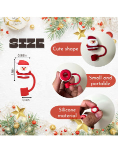 Tapas de Silicona Navideñas PTaizjjz para Pajitas 10 mm - 9 Piezas 2