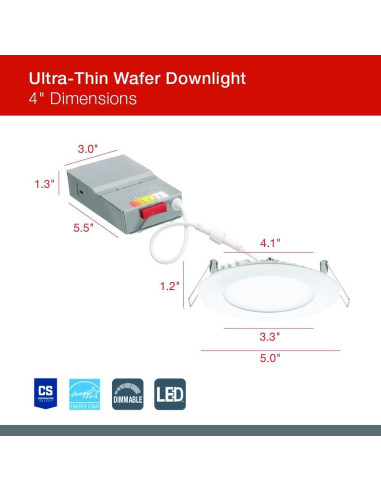 Downlight LED Juno WF4 SWW5 90CRI 4" Regulable Blanco Mate (2 Pzs)