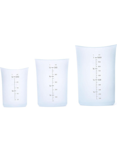 Juego de 3 Tazas de Medir Silicona Flexible iSi Basics