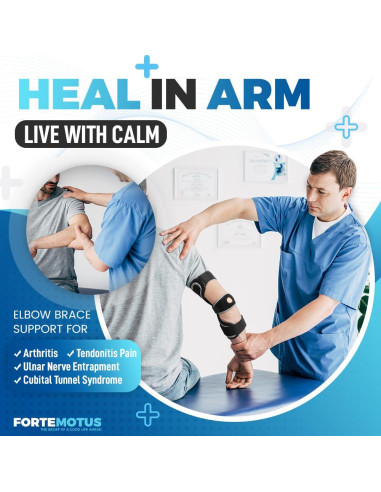 Soporte para Codo FORTEMOTUS Mediano Negro - Férula Ajustable