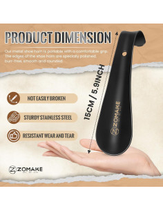 Cuerno de Zapato de Metal ZOMAKE 15 cm Portátil para Viaje 2