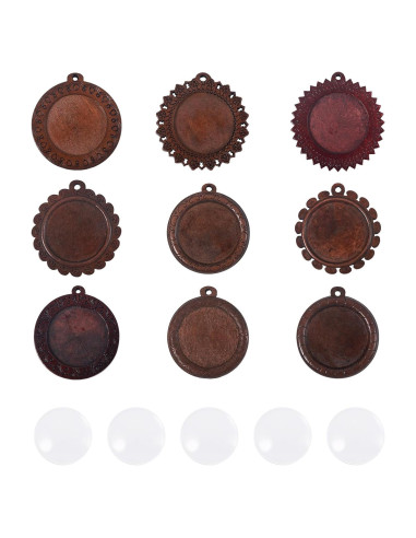 Bandejas de Pendientes de Madera Craftdady 9 Pcs con Cabochones