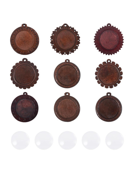 Bandejas de Pendientes de Madera Craftdady 9 Pcs con Cabochones