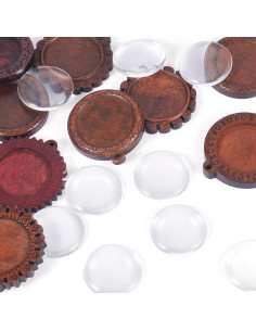 Bandejas de Pendientes de Madera Craftdady 9 Pcs con Cabochones 2