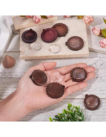 Bandejas de Pendientes de Madera Craftdady 9 Pcs con Cabochones