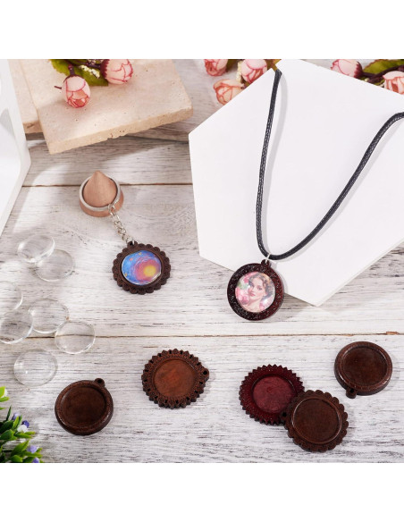 Bandejas de Pendientes de Madera Craftdady 9 Pcs con Cabochones