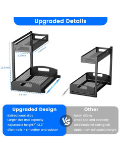 Organizador Bajo Fregadero Petiza 2 Niveles Ajustable Negro 2