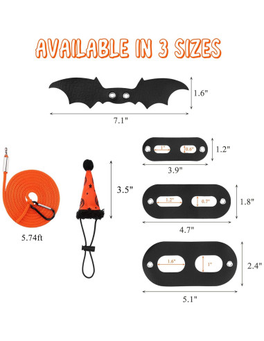 Arnés Ajustable para Lagarto Mogoko con Alas de Murciélago y Sombrero Naranja Halloween