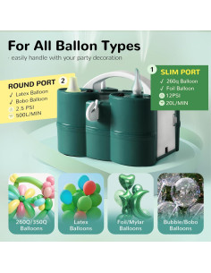 Bomba de aire eléctrica GreatWhip 3 en 1 portátil para globos 2