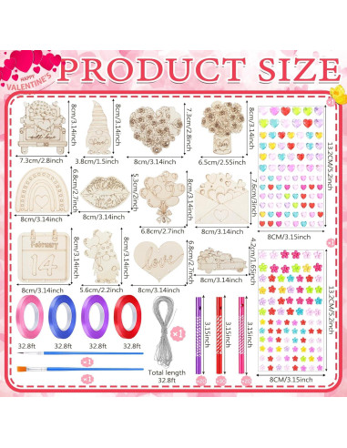 Kit de Manualidades San Valentín MiniInflat - 24 Piezas Madera