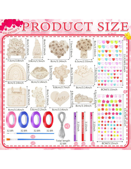 Kit de Manualidades San Valentín MiniInflat - 24 Piezas Madera