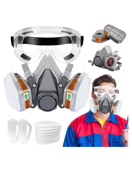 Juego de Media Cara XINBTK con Gafas y 8 Filtros de Algodón