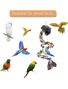 Percha para Loros WishLotus 50cm Cuerda Colorida con Campana 2