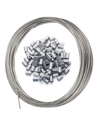 Kit de Cable de Acero Inoxidable 30M 1.5mm 50 Manguitos Yawuztu