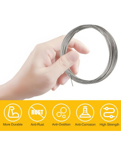 Kit de Cable de Acero Inoxidable 30M 1.5mm 50 Manguitos Yawuztu 2