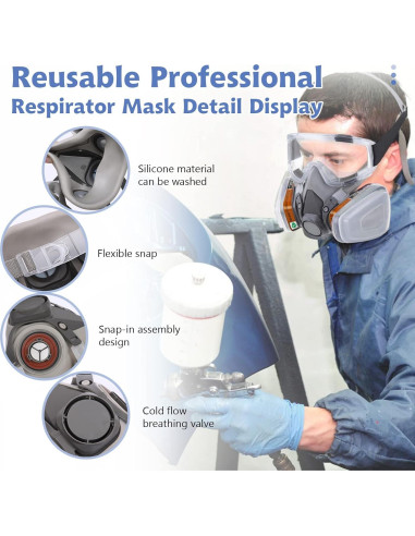 Juego de Media Cara XINBTK con Gafas y 8 Filtros de Algodón