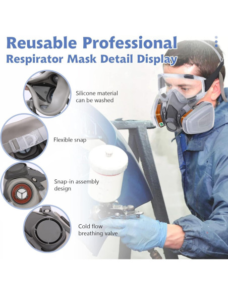 Juego de Media Cara XINBTK con Gafas y 8 Filtros de Algodón