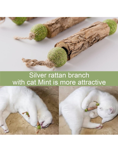 Juguetes Interactivos para Gatos MiMiMoMo - Paquete de 3 Palos de Silvervine