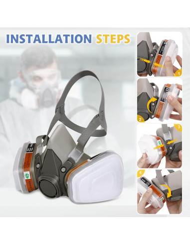 Juego de Media Cara XINBTK con Gafas y 8 Filtros de Algodón