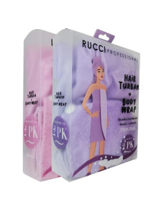 Conjunto Toalla Cuerpo y Turbante Microfibra Suave Rucci Púrpura