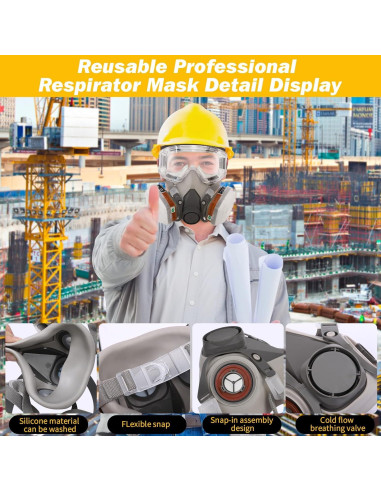 Juego de Media Cara XINBTK con Gafas y 8 Filtros de Algodón