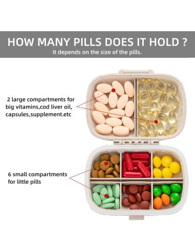 Organizador de Pastillas EveryBling Negro 8 Compartimentos Portátil