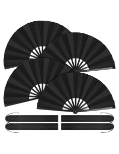 Ventiladores Plegables Aodaer 4 Piezas Kung Fu Tai Chi Negro