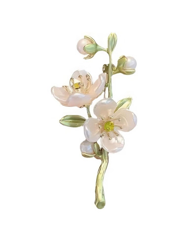 Broche de Flor Vintage Esmalte Premium Jazmín para Mujeres