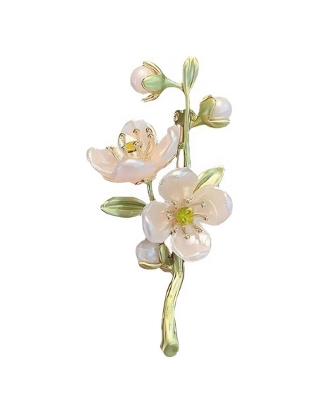 Broche de Flor Vintage Esmalte Premium Jazmín para Mujeres