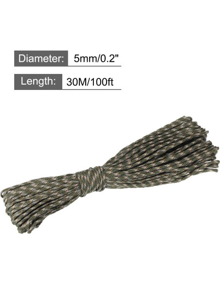 Cuerda de Nylon Trenzada MECCANIXITY 5mm 30M Verde Militar/Marrón