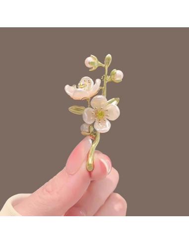 Broche de Flor Vintage Esmalte Premium Jazmín para Mujeres