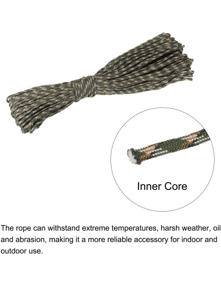 Cuerda de Nylon Trenzada MECCANIXITY 5mm 30M Verde Militar/Marrón