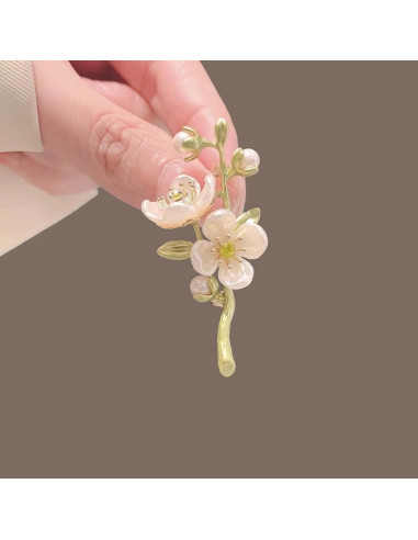 Broche de Flor Vintage Esmalte Premium Jazmín para Mujeres