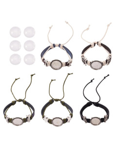 Kit de Pulseras DIY Spritewelry - 5 Pulseras de Cuero Ajustables 18mm