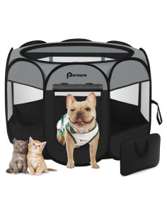 Parque para Mascotas Plegable Persure Gris Oscuro Pequeño